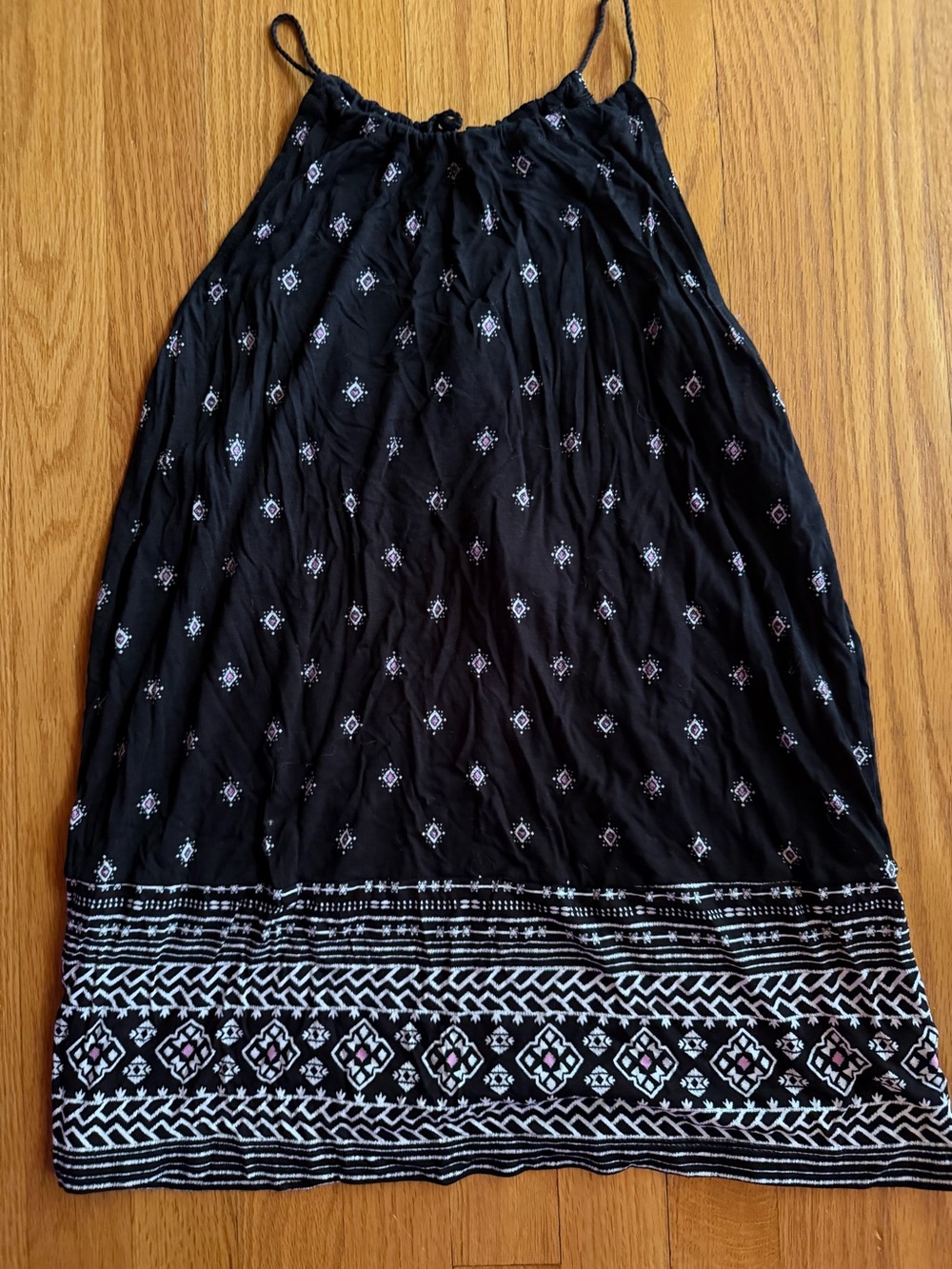 Old Navy Black Embroidered Tank Top with White Accents